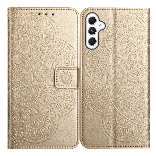 Samsung Galaxy A56 5G Flower Embossed Leather Phone Case - Gold