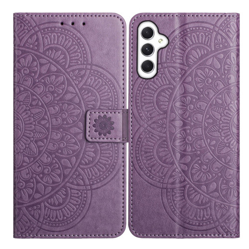 Samsung Galaxy A56 5G Flower Embossed Leather Phone Case - Purple