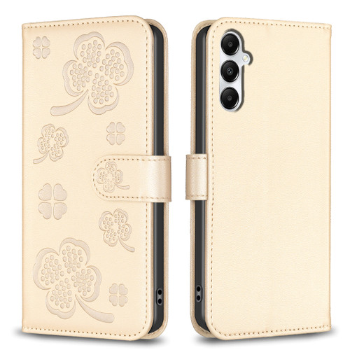 Samsung Galaxy A56 5G Four-leaf Embossed Leather Phone Case - Gold