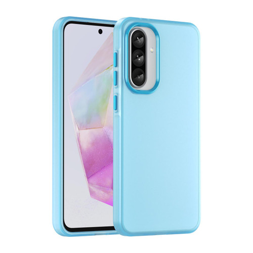Samsung Galaxy A56 5G Frosted Translucent TPU Hybrid PC Full Coverage Phone Case - Blue Samsung Galaxy A56 5G Frosted Translucent TPU Hybrid PC Full Coverage Phone Case - Blue