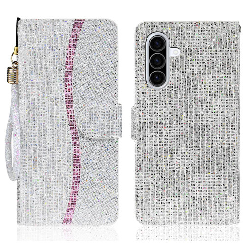 Samsung Galaxy A56 5G Glitter Powder Filp Leather Phone Case - Silver