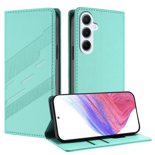 Samsung Galaxy A56 5G Global Embossed Multi-functional Wallet Retro Leather Phone Case - Mint Green Samsung Galaxy A56 5G Global Embossed Multi-functional Wallet Retro Leather Phone Case - Mint Green