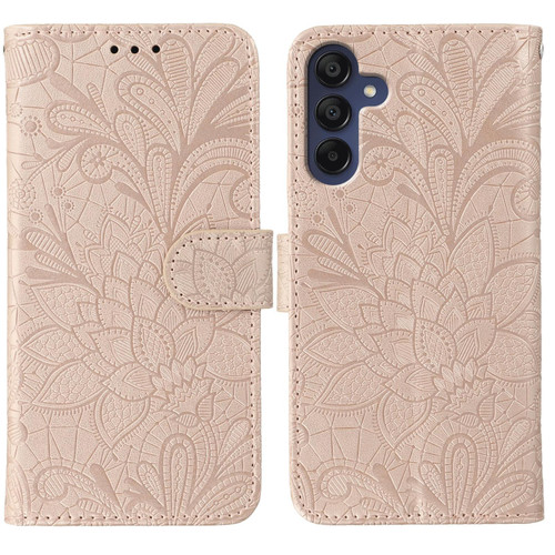 Samsung Galaxy A56 5G Lace Flower Embossing Flip Leather Phone Case - Rose Gold