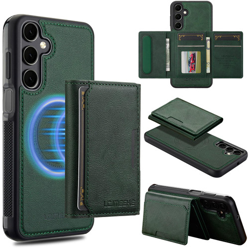 Samsung Galaxy A56 5G LC.IMEEKE L5 Series Detachable RFID Card Bag Magsafe Phone Case - Green