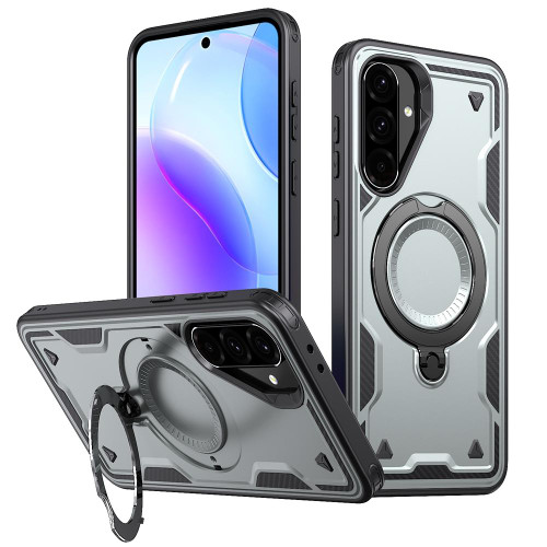 Samsung Galaxy A56 5G PC Hybrid TPU Armor MagSafe Ring Holder Phone Case - Grey