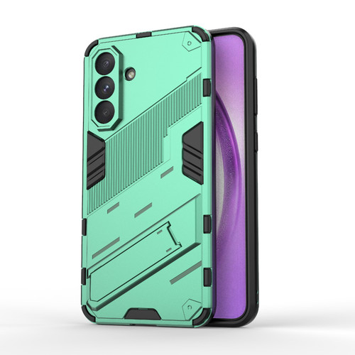 Samsung Galaxy A56 5G Punk Armor 2 in 1 PC + TPU Shockproof Phone Case with Invisible Holder - Green