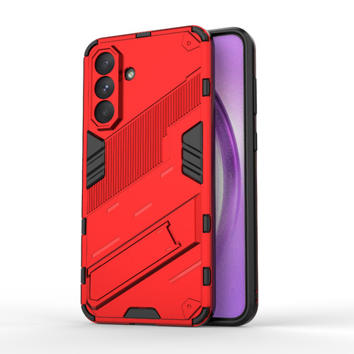 Samsung Galaxy A56 5G Punk Armor 2 in 1 PC + TPU Shockproof Phone Case with Invisible Holder - Red