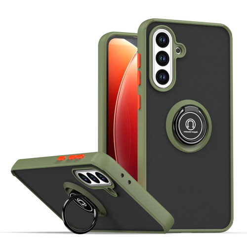 Samsung Galaxy A56 5G Q Shadow 1 Series TPU + PC Phone Case with Ring - Army Green Samsung Galaxy A56 5G Q Shadow 1 Series TPU + PC Phone Case with Ring - Army Green