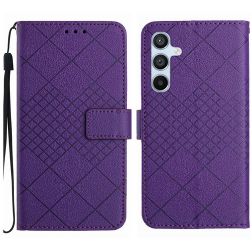 Samsung Galaxy A56 5G Rhombic Grid Texture Leather Phone Case - Purple