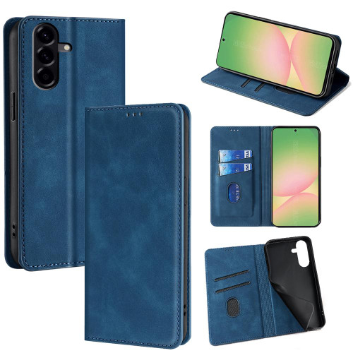 Samsung Galaxy A56 5G Skin Feel Magnetic Leather Phone Case - Blue