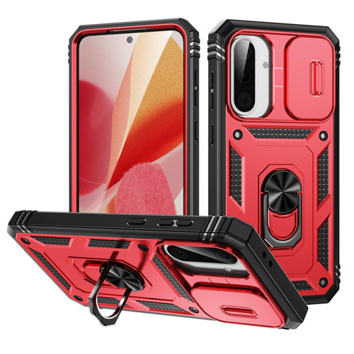 Samsung Galaxy A56 5G Sliding Camshield TPU + PC Phone Case with Holder - Red+Black