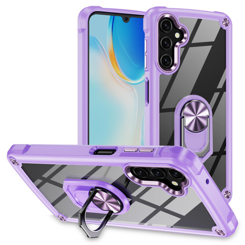 Samsung Galaxy A56 5G TPU + PC Lens Protection Phone Case with Ring Holder - Purple