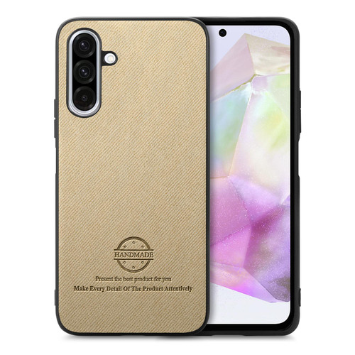 Samsung Galaxy A56 5G Twill Fabric Leather Skin Back Phone Case - Khaki Samsung Galaxy A56 5G Twill Fabric Leather Skin Back Phone Case - Khaki
