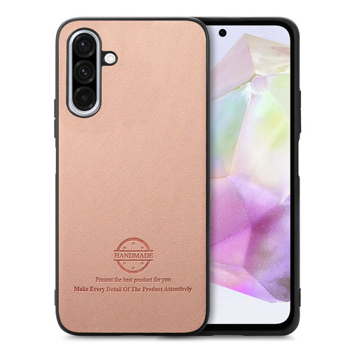 Samsung Galaxy A56 5G Twill Fabric Leather Skin Back Phone Case - Pink Samsung Galaxy A56 5G Twill Fabric Leather Skin Back Phone Case - Pink