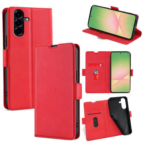 Samsung Galaxy A56 5G Ultra-thin Voltage Side Buckle Horizontal Flip Leather Phone Case - Red