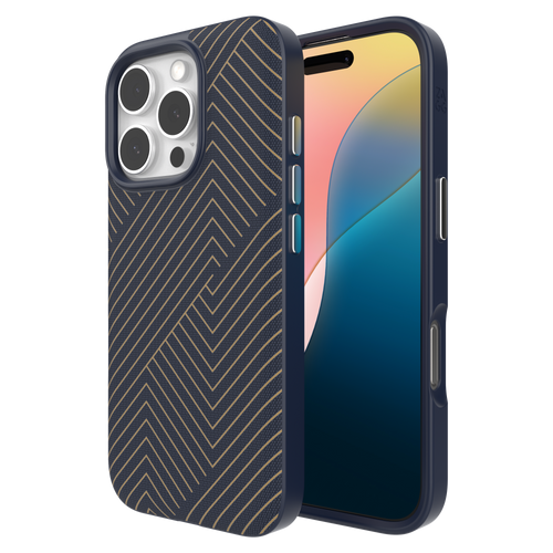 Zagg - London Snap Magsafe Case For Apple Iphone 16 Pro - Navy Gold
