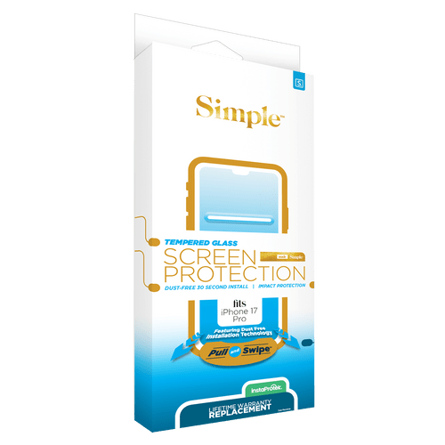 Simple - Dust Removal Guided Tempered Glass Screen Protector for Apple iPhone 17 Pro - Clear