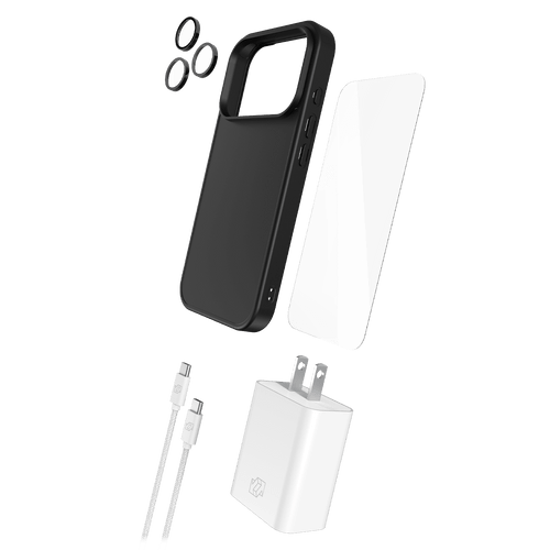 Gadget Guard - 5 In 1 Bundle Includes Magsafe Case / Camera Lens Protector / Glass Screen Protector / 30w Charging Block / 1.8m Cable for Apple iPhone 17 Pro - Black