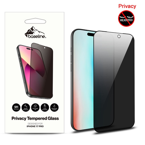 Baseline Privacy Full Coverage Tempered Glass Screen Protector for Apple iPhone 17 Pro - Black
