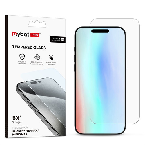 MyBat Pro Tempered Glass Screen Protector for Apple iPhone 17 Pro Max / 16 Pro Max - Clear