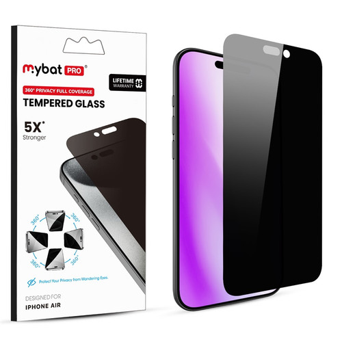 MyBat Pro 360-degree Privacy Full Coverage Tempered Glass for Apple iPhone Air - Black