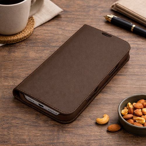 Piel Frama 537 Brown Folio Style Magnetic Leather Case for iPhone 17 Pro