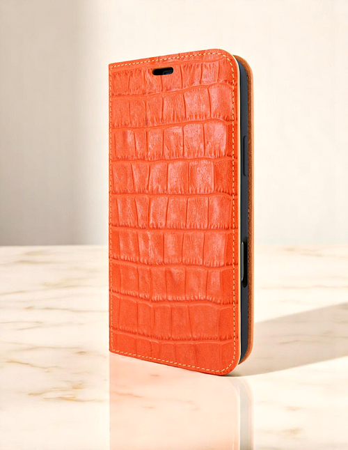 Piel Frama 539 Orange Crocodile FramaSlim Book Style Leather Case for iPhone 17 Pro Max