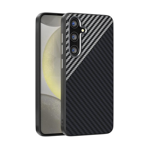 Samsung Galaxy S25 FE 5G ABEEL C Carbon Fiber Series 6D Micro Relief MagSafe Phone Case - Black Grey