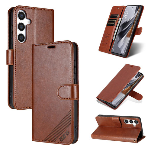 Samsung Galaxy S25 FE 5G AZNS Sheepskin Texture Flip Leather Phone Case - Brown