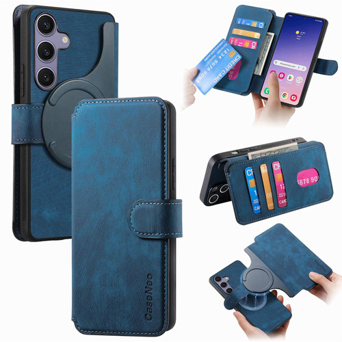 Samsung Galaxy S25 FE 5G CaseNeo MagSafe RFID Anti-theft Retro Leather Phone Case - Blue