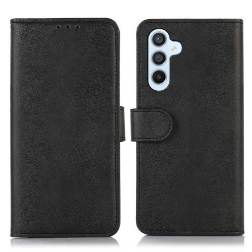 Samsung Galaxy S25 FE 5G Cow Texture Flip Leather Phone Case - Black