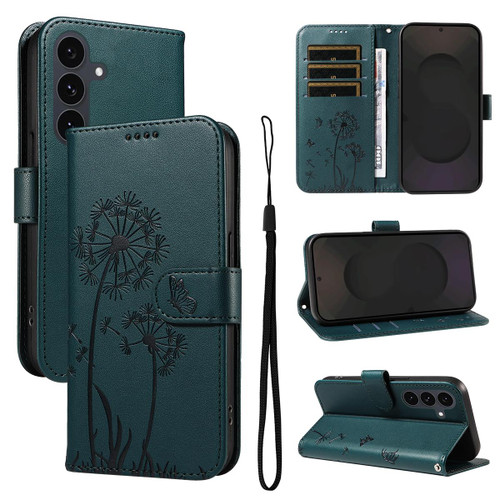 Samsung Galaxy S25 FE 5G Dandelion Embossed Pattern Flip Leather Phone Case - Blue