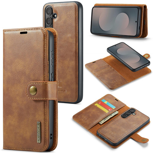 Samsung Galaxy S25 FE 5G DG.MING Crazy Horse Texture Detachable Magnetic Leather Case - Brown