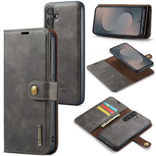 Samsung Galaxy S25 FE 5G DG.MING Crazy Horse Texture Detachable Magnetic Leather Case - Grey