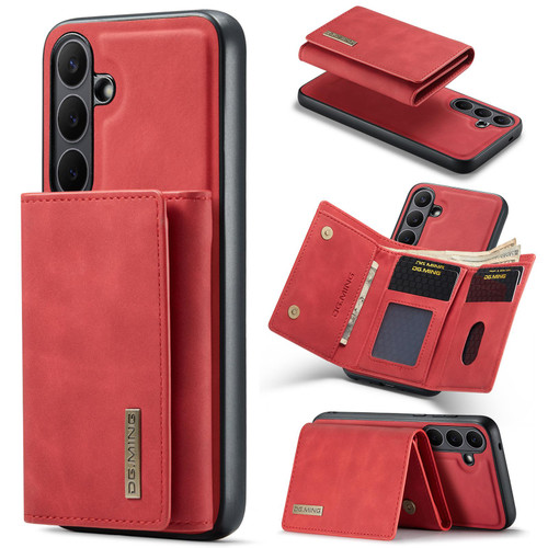 Samsung Galaxy S25 FE 5G DG.MING M1 Series 3-Fold Multi Card Wallet + Magnetic Phone Case - Red