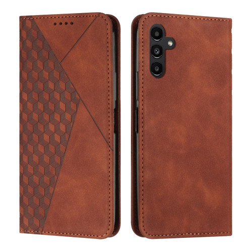 Samsung Galaxy S25 FE 5G Diamond Splicing Skin Feel Magnetic Leather Phone Case - Brown