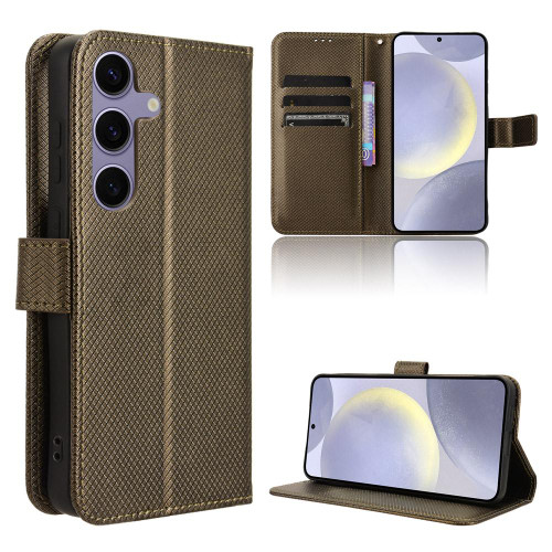 Samsung Galaxy S25 FE 5G Diamond Texture Leather Phone Case - Brown