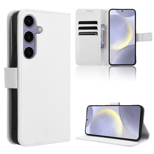 Samsung Galaxy S25 FE 5G Diamond Texture Leather Phone Case - White