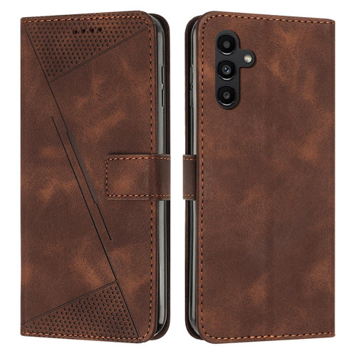 Samsung Galaxy S25 FE 5G Dream Triangle Leather Phone Case with Lanyard - Brown