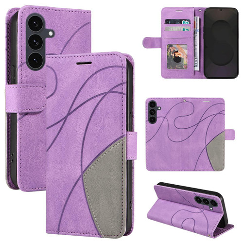 Samsung Galaxy S25 FE 5G Dual-color Splicing Flip Leather Phone Case - Purple