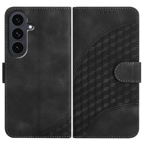 Samsung Galaxy S25 FE 5G Elephant Head Embossed Phone Leather Case with Lanyard - Black