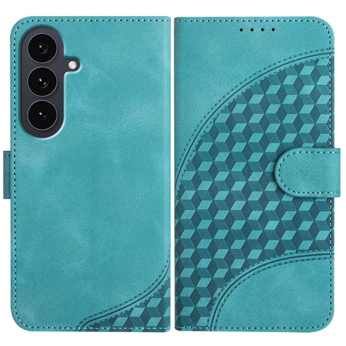 Samsung Galaxy S25 FE 5G Elephant Head Embossed Phone Leather Case with Lanyard - Light Blue
