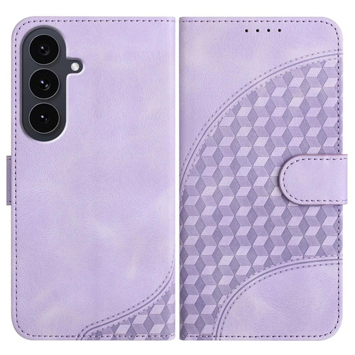 Samsung Galaxy S25 FE 5G Elephant Head Embossed Phone Leather Case with Lanyard - Light Purple