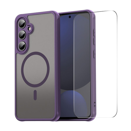 Samsung Galaxy S25 FE 5G ENKAY Hat-Prince MagSafe Matte Translucent Shockproof Phone Case with Large Arc Edge Film - Purple