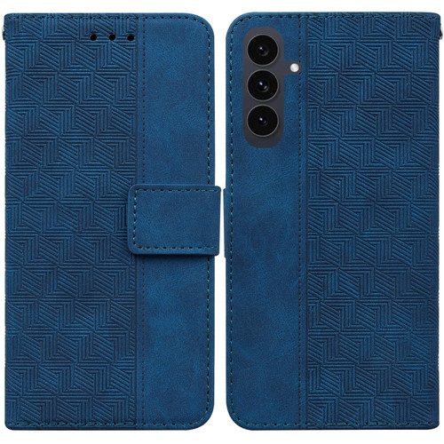 Samsung Galaxy S25 FE 5G Geometric Embossed Leather Phone Case - Blue