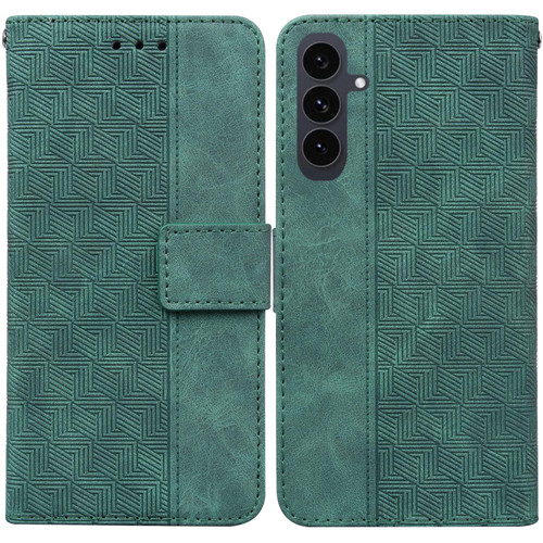 Samsung Galaxy S25 FE 5G Geometric Embossed Leather Phone Case - Green