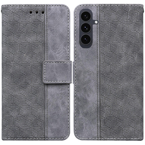 Samsung Galaxy S25 FE 5G Geometric Embossed Leather Phone Case - Grey