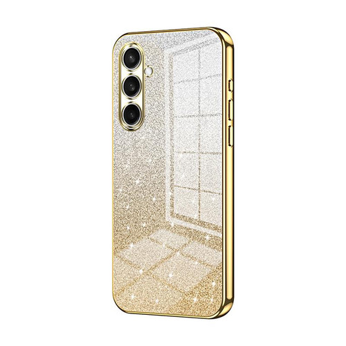 Samsung Galaxy S25 FE 5G Gradient Glitter Powder Electroplated Phone Case - Gold