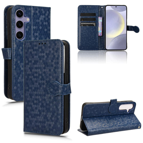 Samsung Galaxy S25 FE 5G Honeycomb Dot Texture Leather Phone Case - Blue