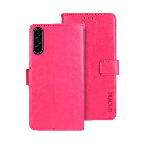Samsung Galaxy S25 FE 5G idewei Crazy Horse Texture Leather Phone Case - Rose Red